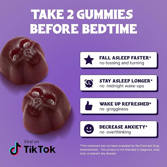 LITTLE DEATH Deep Sleep Gummies, 60 Pcs. – 50 mg. Magnesium, Ashwagandha, Chamomile, Vitamin B6 – Raspberry Flavor – Melatonin Free, Sugar Free, Vegan, Made in USA