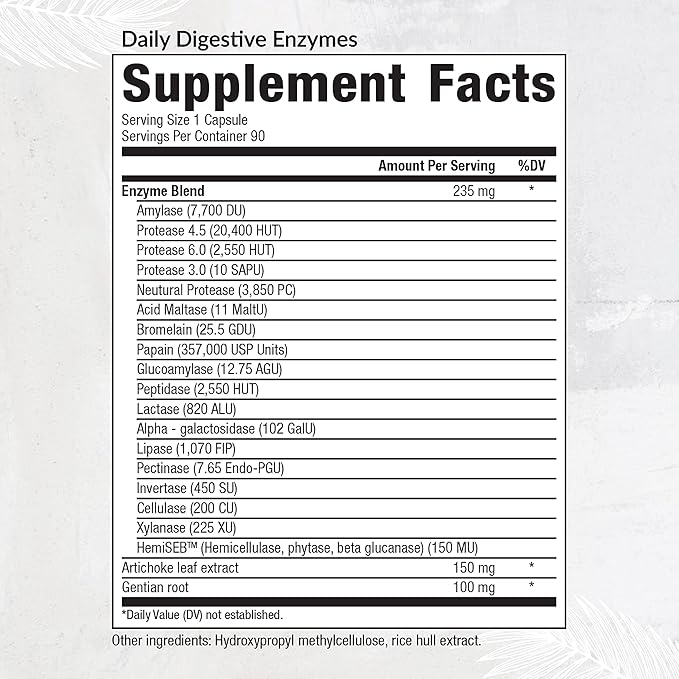 Equilife Daily Digestive Enzyme Supplement with Bromelain, Lactase, and Lipase, Supports Digestion of Protein, Fiber, Carbs and Fats, Gluten Free, Vegan, Non-GMO, 90 Capsules