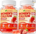 50+ Women’s Calcium Citrate Gummies: 1200mg Chewable Calcium Gummy Supplements Plus Magnesium Zinc Vitamin D3 K2 B12 B6 - Energy Immune Overall Health Support Vegan Sugar Free(120Count)