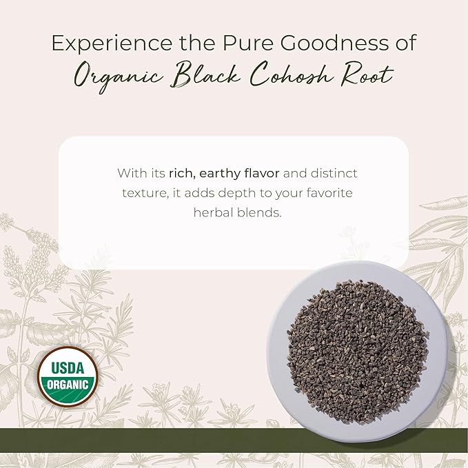 Starwest Botanicals Organic Black Cohosh Root - Dried Loose Herb for Tea, Cut & Sifted, Certified Kosher, Non-GMO - 4 oz Pouch
