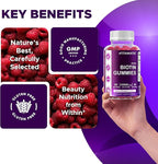 Vitamatic Biotin Gummies 10,000 mcg for Stronger Hair, Skin & Nails - 60 Vegan Gummies - Also Called Vitamin B7 (1 Bottle)