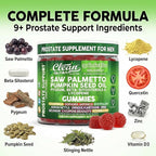 AndroFlow Saw Palmetto and Pumpkin Seed Oil Prostate Health Supplements for Men Pygeum Beta Sitosterol Lycopene Boron Zinc Selenium DIM Stinging Nettle Vitamin D, 60 Gummy Supplements By Clean Nutra