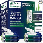 Adult Wipes For Elderly - 8"x13" Extra Large & Soft Wet Wipes for Adults Bathing - Incontinence Disposable Washcloths, Vitamin E & Aloe Infused for Men & Women 240ct (4 Packs of 60)