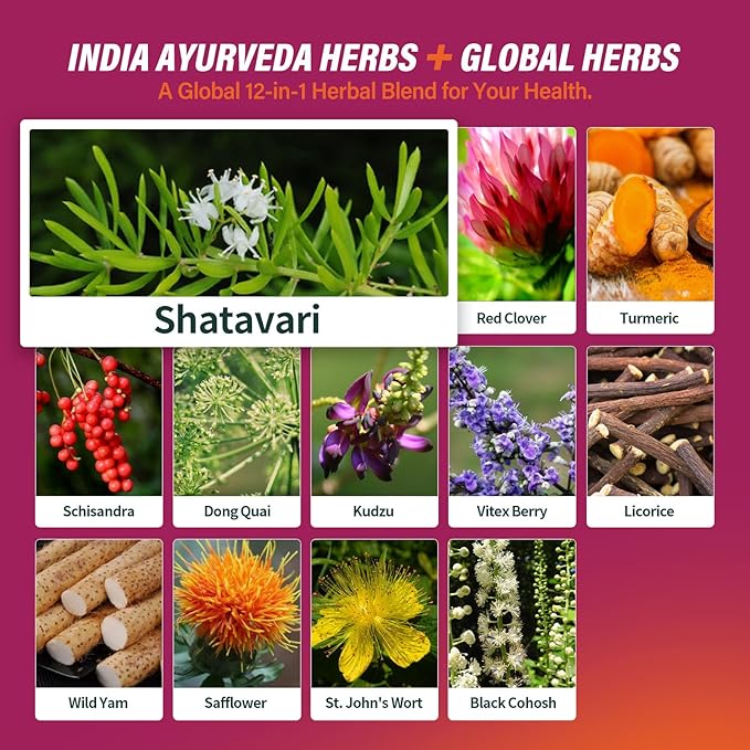 Shatavari (Shitabari) Root Extract Liquid Drops for Women Menopause Support & PMS Relief. All-in-1 Herbal Supplement Tincture for Female Balance w/Dong Quai & Black Cohosh.2oz