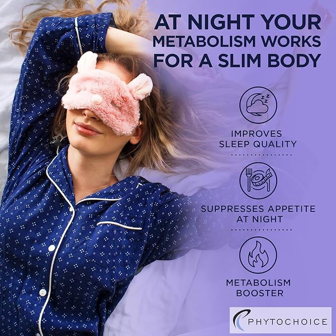 PHYTOCHOICE Night Time Weight Loss Pills for Women-Carb Blocker Appetite Suppressant with Melatonin-Fat Burner Diet Pills that Work Fast for Women-Nighttime Metabolism Booster-Made in USA-1 Pack