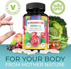D Mannose 180 Capsules - 1000 mg per Dose - Dietary Supplement Helps Promote Urinary Tract Health - Natural Vegan UTI Defense