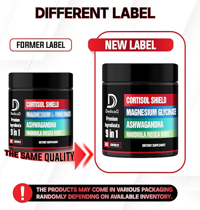 9in1 Cortisol Shield - Magnesium Glycinate & Ashwagandha with Rhodiola, Phosphatidylserine, Passion Flower, L-Theanine, Apigenin, Licorice, Magnolia - Rest Well & Mood Balance - 60 Count
