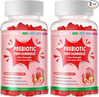 Prebiotic Fiber Gummies for Adults, 7G Extra Strength, Zero Sugar Added, 90 Pectin Based Gummies, Digestive Health & Regularity Support-Strawberry-2PACK