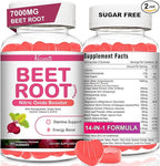 Beet Root Gummies – Nitric Oxide Beetroot Gummies with Coq 10, Grape Seed, Pomegranate for Circulation & Energy Support – Vegan, Non-GMO, 120 Beet Chews