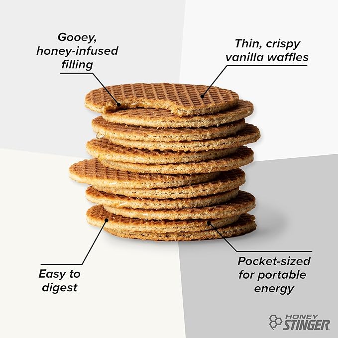Honey Stinger Organic Mini Vanilla Waffles,Energy Stroopwafel for Exercise,Endurance and Performance,Sports Nutrition for Home & Gym,Pre and Post Workout,1 Bag,5.3 Ounce,(Pack of 2)
