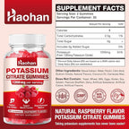 Potassium Citrate Gummies 1200mg - Chewable Supplement to Support Muscle Health & Relieve Leg Cramps for Men & Women. Vegan, Gluten-Free, Sugar-Free, Raspberry Flavor, 60 Count