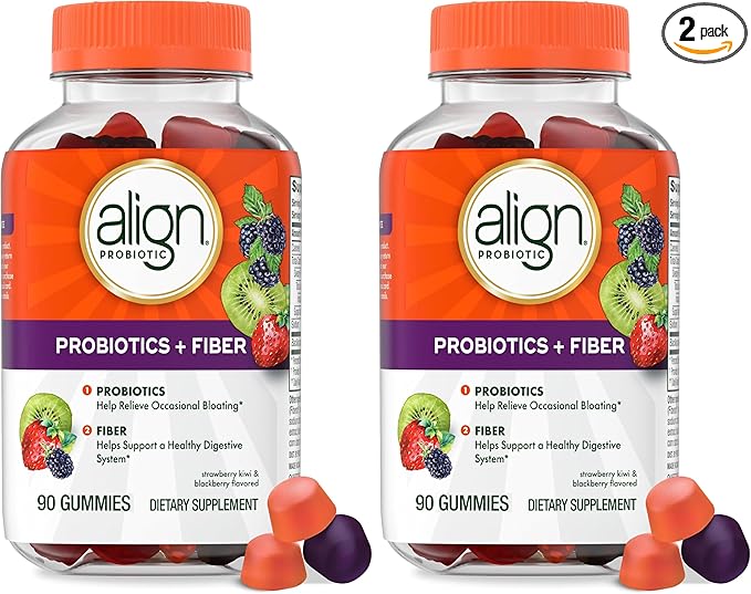 Align Probiotic, Probiotics + Fiber Gummies, Probiotics Help Relieve Occasional Bloating*, Fiber Helps Support a Healthy Digestive System*, #1 Doctor Recommended Probiotic Brand‡, 90 Gummies