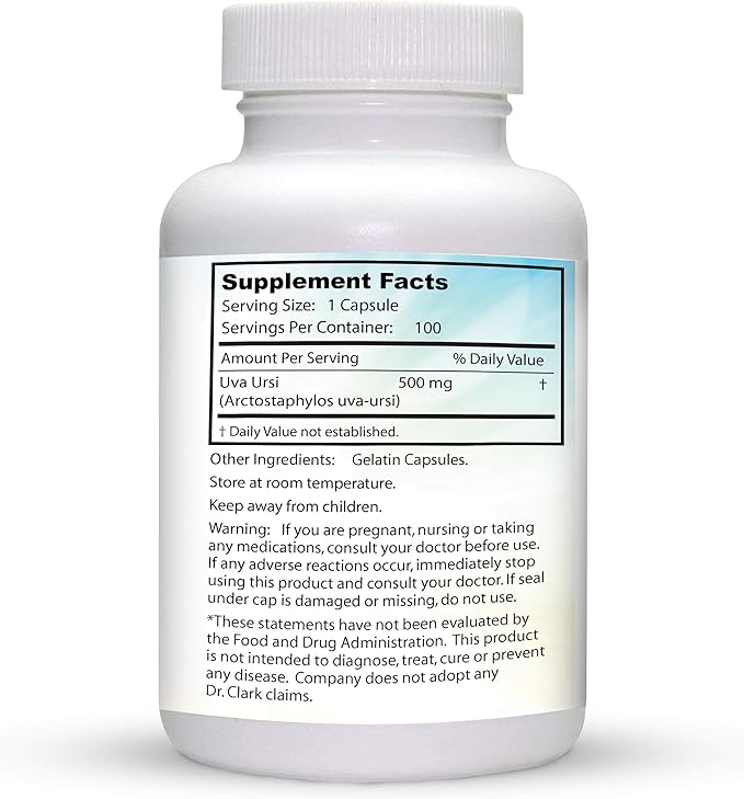 Dr Clark Store Uva Ursi Urinary Tract Support - 500 Mg, 100 Vegan Supplements, Immune Booster