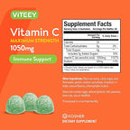 Viteey Chewable Vitamin C Gummies for Adults - 1050mg Maximum Strength Immune Support Supplement - Vegan, Gluten Free - 90 Count