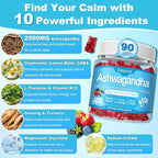 180 Count | Ashwagandha Gummies–Ashwagandha Supplements with L-Theanine & GABA–Support zzZ, M♡♡d, Relaxation, Daily Balance, Mind-Body Wellness for Women & Men