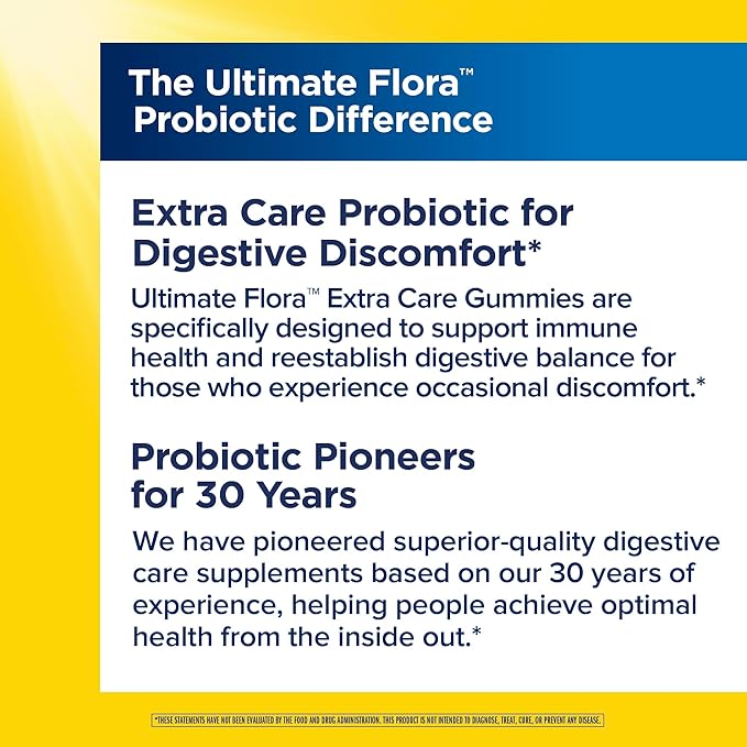 Renew Life Extra Care Digestive Prebiotic and Probiotic Gummies, Daily Supplement for Digestive and Immune Health, B. Coagulans and B. Subtilis, Dairy, Soy and gluten-free, 2 Billion CFU, 48 Count