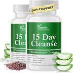 15 Day Gut Cleanse Detox for Women w/ GLP-1 Support - Natural Colon & Detox Cleanse for Weight Loss - Bloating & Constipation Relief - Flushes Toxins & Supports Immunity - 60 Ct.