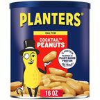 PLANTERS Salted Cocktail Peanuts, 16 oz. Resealable Jar - Cholesterol Free Heart Healthy Snack - A Good Source of Essential Nutrients - Premium Quality Peanuts - Kosher