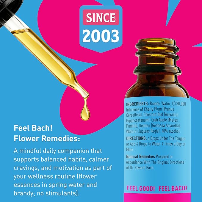 Feel Bach! FeelFit Flower Essence Drops — Natural Homeopathic Dietary Supplement with Flower Essences for Mindful Eating & Healthy Habits, Vegan, Gluten-Free, Sugar-Free, 20 mL (0.7 fl oz)