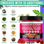 Adndale Magnesium Glycinate 400 mg Gummies with Ashwagandha, Magnesium Malate & Taurate, Tart Cherry, Magnolia Bark, Lemon Balm, Passionflower, Chamomile, L-Theanine, Zinc, Vitamin K2 & D3. 180CT