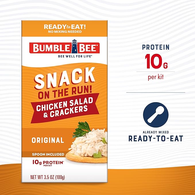 Bumble Bee Snack On The Run! Protein Snack Pack - Original Chicken Salad with Crackers - 10g Protein per Box - Ready to Eat Easy-Open Canned Chicken Salad (Pack of 3)