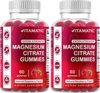 Vitamatic Extra Strength Magnesium Gummies – 255 mg Elemental Magnesium per Serving – 60 Gummies (2-Pack) Supports Relaxation, Muscle Function, Bone Health & Energy – Vegan, Non-GMO, Gluten-Free