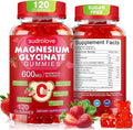 Magnesium Glycinate Gummies 600mg – Sugar Free Magnesium & Potassium Dietary Supplement with Vitamin D, B6 and CoQ10 for Calm Support & Sleep for Adults - High Absorption -Strawberry Gummies