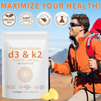 Daiasns Vitamin D3 K2 10000iu Supports Muscle & Brain Health -High-Potency D3 K2 Supplement Helps in Immune and Cardiovascular Support - 120 Softgels