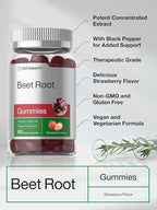 Horbäach Beet Root Gummies | Advanced Formula | 100 Count | Vegan, Non-GMO & Gluten Free | Strawberry Flavor