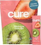 Cure Hydration | Plant-Based Electrolyte Drink Mix | No Added Sugar | FSA-HSA | Dehydration Relief Powder Made with Coconut Water | Non-GMO | Vegan | Pouch of 14 Packets - Strawberry Kiwi