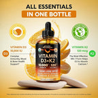 Vitamin D3 K2 USDA Organic Drops - Vitamin D3 10000 IU & K2 as MK-7 120mcg - Immune & Mood Support, Bone & Teeth Health - Sugar-Free Orange Flavor - Liquid Supplement - Made in USA - 4 FL OZ, 120 Days