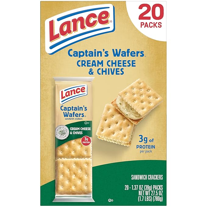 Lance Sandwich Crackers, Captain's Wafers Cream Cheese and Chives, 20 Packs, 6 Sandwiches Each