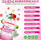 Collagen Peptides Gummies, Collagen Gummies for Women & Men, Type I,II,III,V,X Protein with Biotin, Hyaluronic Acid, Vitamin C for Healthy Skin | Strawberry Flavored, Sugar Free, 120 Cts