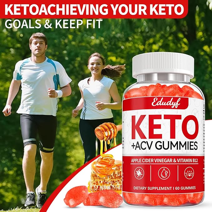 Keto ACV Gummies - 60 Count Gluten-Free, Gelatin-Free Apple Cider Vinegar Gummies with B12 for Keto Support, Vegetarian, Unique Flavor, Convenient Bottled Supplement for Men & Women