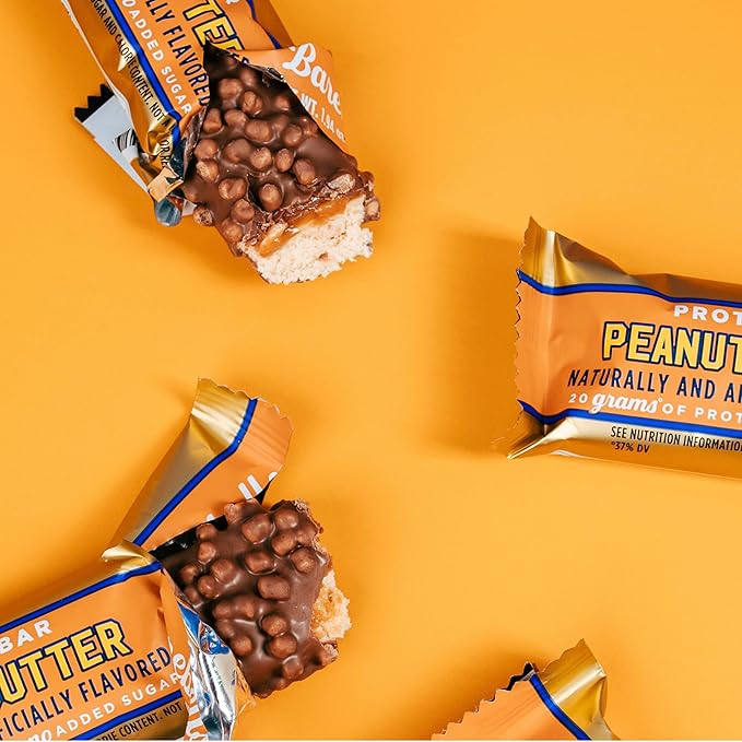 Barebells Protein Bars Peanut Butter - 24 Bars (2 Packs of 12), 20g High Protein Treats - Chocolate Peanut Butter Nutrition Bar with 1g Total Sugars - On-The-Go Breakfast or Post-Workout Snack