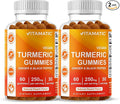 Vitamatic Turmeric Gummy with Ginger & Black Pepper Extract – 60 Vegan Gummies Each | 2 Pack (120 Gummies) 95% Curcuminoids – Powerful Antioxidant & Inflammatory Support