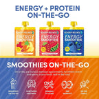 Designer Wellness Energy Smoothie, Real Fruit, 100mg Natural Caffeine, 5g Protein, Low Carb, Zero Added Sugar, Gluten-Free, Variety Pack, 12 Count