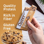Quest Nutrition Chocolate Chip Cookie Dough Protein Bars,21g Protein,4,Net Carbs,1g Sugar,High Fiber,Gluten Free,Keto Friendly,4 Count (Pack of 2)