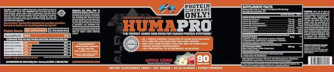 Humapro, Protein Matrix Formulated for Humans, Waste Less. Gain Lean Muscle, Apple Cider - 667g(23.52 oz)