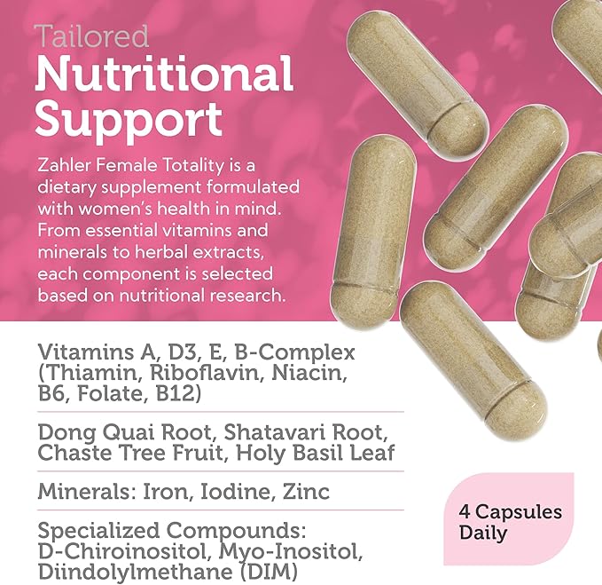 Zahler Female Totality, Fertility Supplements for Women, Fertility Prenatal Vitamins, Certified Kosher, 120 Capsules