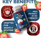 Vitabod Melatonin 20mg Gummies - 180 Count - Drug Free - Natural Strawberry Flavor - Vegetarian, Non-GMO, Gluten Free (1 Bottles)