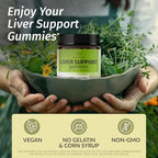 HERBAMAMA Liver Support Gummies - Herbal Complex for Liver Detox and Cleanse - Vegan, Non-GMO Overall Support Supplement - 60 Pectin-Based Apple-Flavored Chews