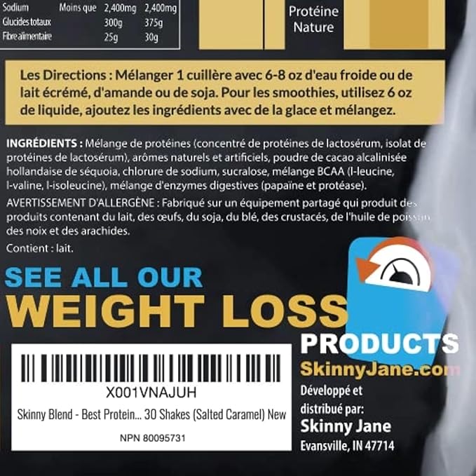 Skinny Blend – High Protein Shake for Women – Low Carb, Low Sugar, Keto Friendly Meal Replacement – Satifies Hunger and Boosts Energy – Salted Caramel – 30 Shakes