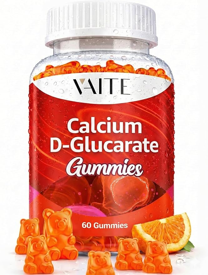 Calcium D-Glucarate Gummies 1000mg - CDG Cleanse Supplement for Men and Women, Hormone Metabolism Balance & Menopause Supports, Non-GMO, Vegan, Gluten Free, Soy Free Supplements, 60 Gummy Chewables