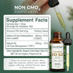 Live Wise Naturals Vitamin D3 K2 (MK-7) Peppermint Drops for Adults - 930 Drops, Ultra Concentrated Formulation, 1208 IU Vitamin D3, 25 MCG - Precision Micro-Dosing Dropper for Calcium & Bone Support