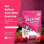 NSF Certified Creatine Gummy - Creatine Monohydrate Gummies 5000mg for Men & Women -120 Gummies Advanced Formula, Muscle Strength, Muscle Builder, Energy Boost, Pre-Workout Supplement-Raspberry