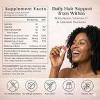 Hair Growth Gummies for Black Women, with Biotin-Silica Complex (5000mg Biotin) & Vitamin D (30mcg), Supports Healthy Hair Growth & Strength, Skin & Nail Care, Non-GMO, 60 Gummies