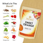 BREWIX, Sweet Orange Hibiscus Tea Bags (25 Pyramid Tea Bags) Caffeine-Free Herbal Tea | Ginger, Hibiscus, Spearmint, Rosehip, Turmeric | Supports Daily Balance & Calm | For Health & Wellbeing | Iced and Hot