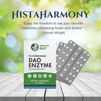 Healthy Gut HistaHarmony | Delayed Release DAO Enzyme Supplement | 30,000 HDU Diamine Oxidase Histamine Blocker | 60 Servings