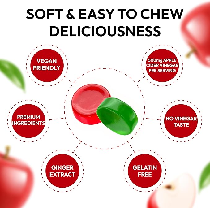 Keto ACV Gummies Advanced Weight Loss - ACV Keto Gummies Supplement for Women and Men - Metabolism, Detox, Cleanse - Apple Cider Vinegar - Ginger + Apple Flavor